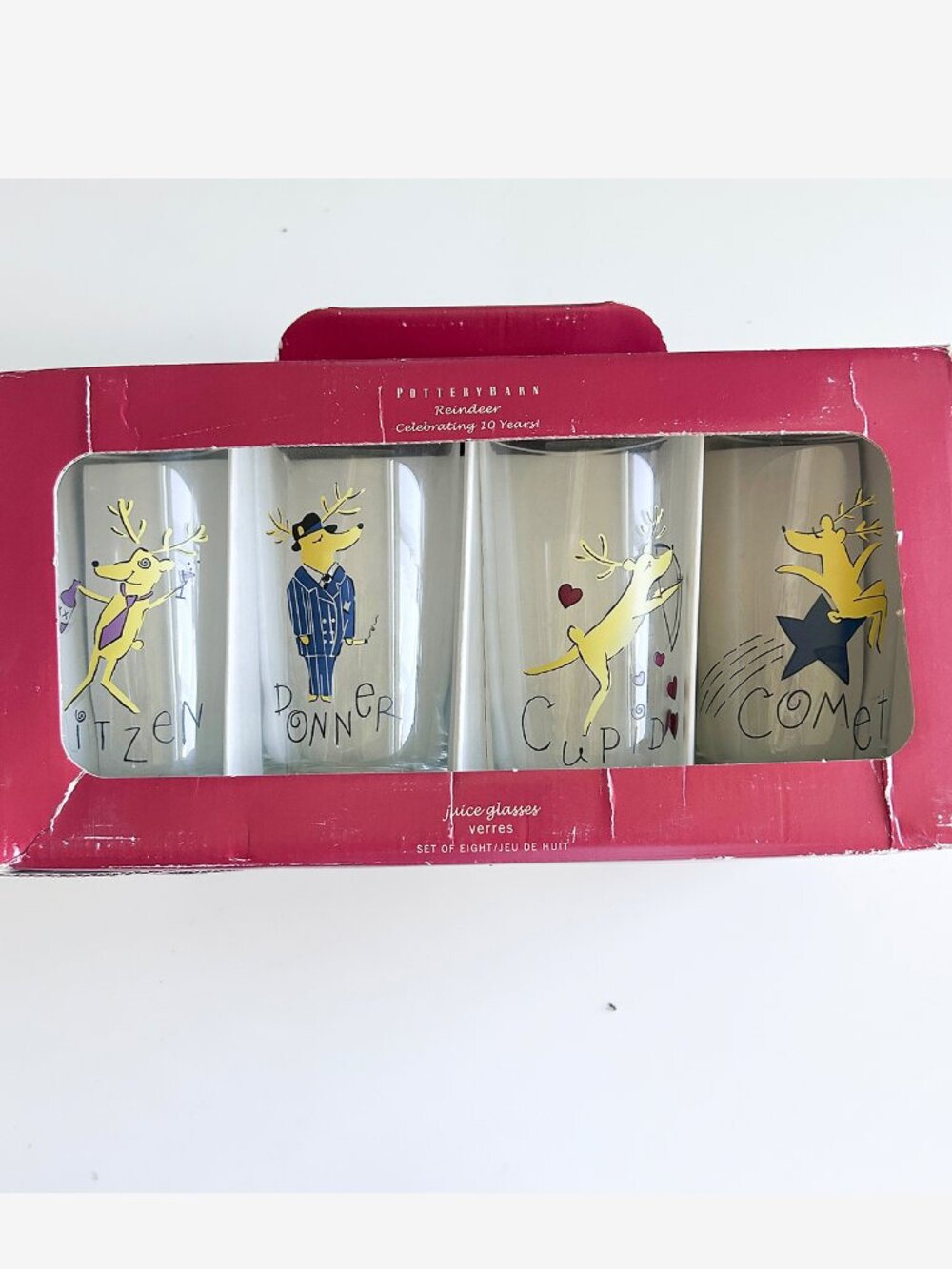 Pottery Barn Reindeer Juice Glasses